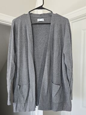 Croft & Barrow Gray Open-Front Cardigan